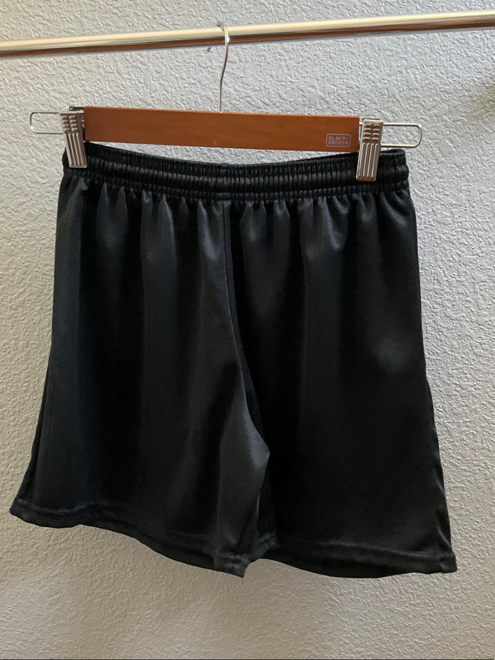 Black Soccer Elastic Waist Shorts